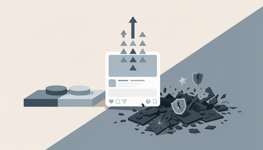 Smartphone showing Reddit upvote symbols casting shadows suggesting hidden risks